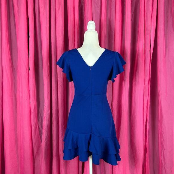 Unbranded blue ruffled hem sheath dress, size small - Picture 2 of 10